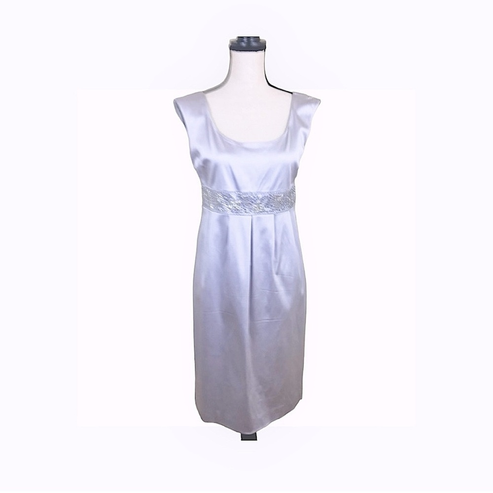 Formal Sequin Dress. Jones New York. Silver. Sz 8.